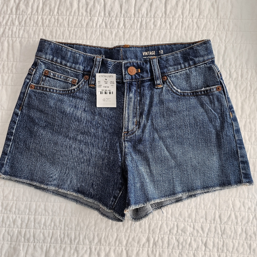 Crewcuts Girls Vintage Denim Cutoff Shorts Size 12
